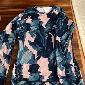 Blue and Pink Patterned Long Sleeve Top